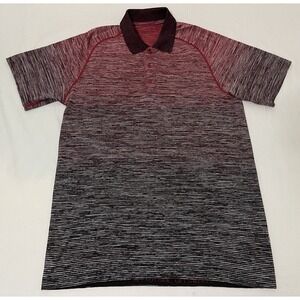 Lululemon Shirt Mens L Red Black Metal‎ Vent Tech 2.0 Polo Stretch Wicking Golf